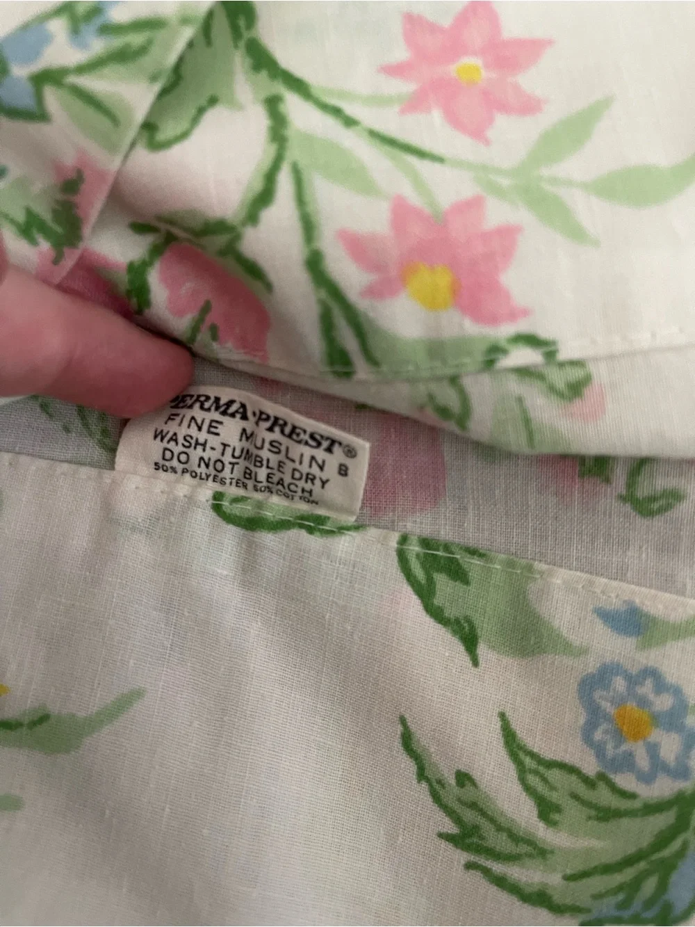 Floral Pastel Cotton Fabric pillowcase- Pink, Yellow & Green 42x36
